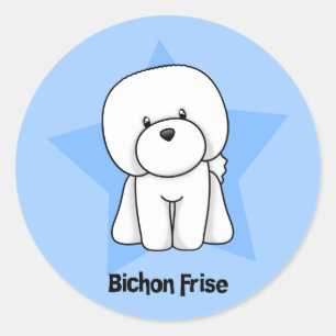 Adesivo Redondo Kawaii Star Bichon Frise