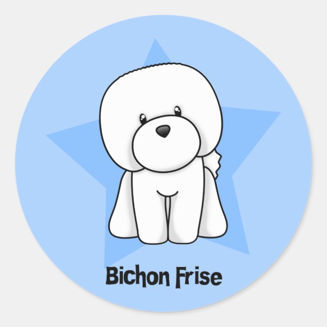 Adesivo Redondo Kawaii Star Bichon Frise (Frente)