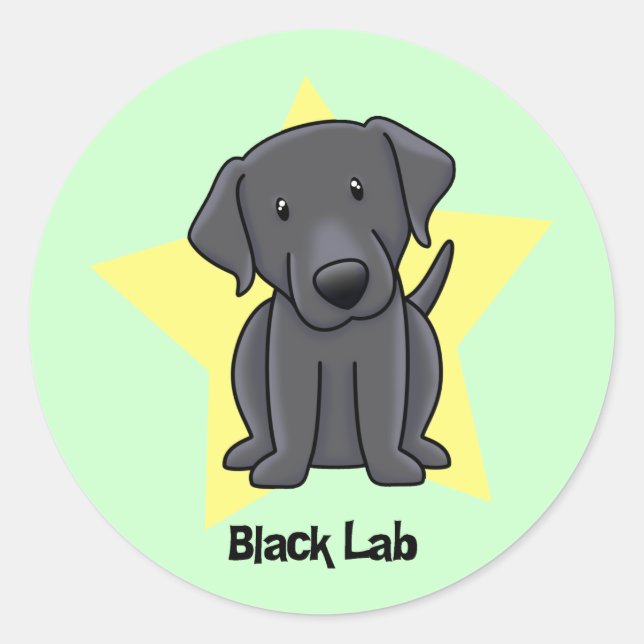 Adesivo Redondo Kawaii Star Black Lab (Frente)