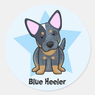 Adesivo Redondo Kawaii Star Blue Heeler