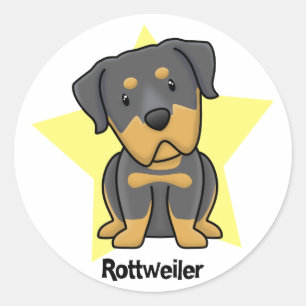 Adesivo Redondo Kawaii Star Rottweiler