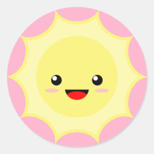 Adesivo Redondo Kawaii Sun