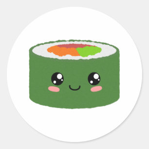 Adesivo Redondo Kawaii Sushi