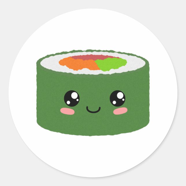 Adesivo Redondo Kawaii Sushi (Frente)