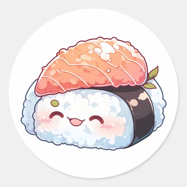 Adesivo Redondo Kawaii sushi #2 (Frente)