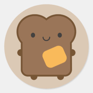 Adesivo Redondo Kawaii Toast
