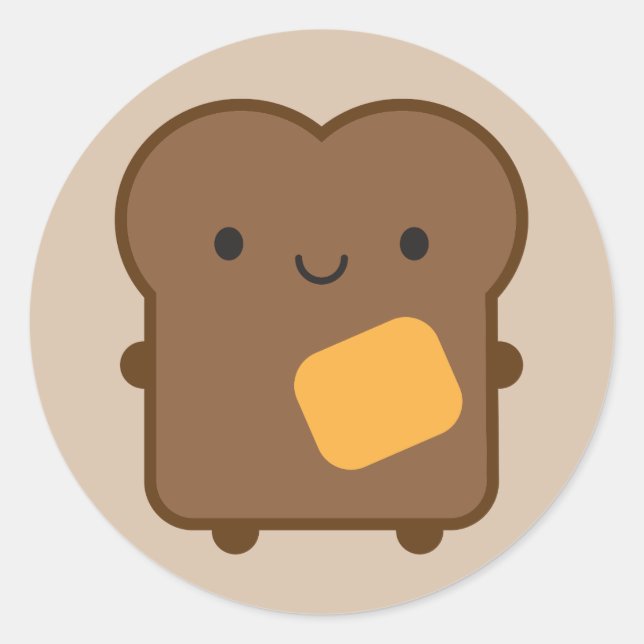 Adesivo Redondo Kawaii Toast (Frente)