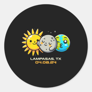 Adesivo Redondo Kawaii Total Solar Eclipse Lampasas Texas