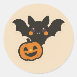 Adesivo Redondo Kawaii Vampire Bat Neon Halloween Sticker