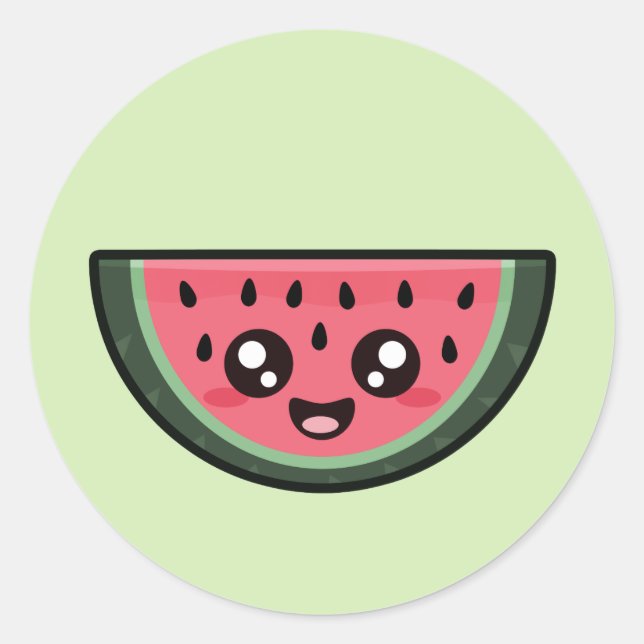 Adesivo Redondo Kawaii Watermelon (Frente)