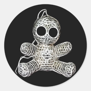 Adesivo Redondo Kawaii White Voodoo Doll Funny Magic Toy