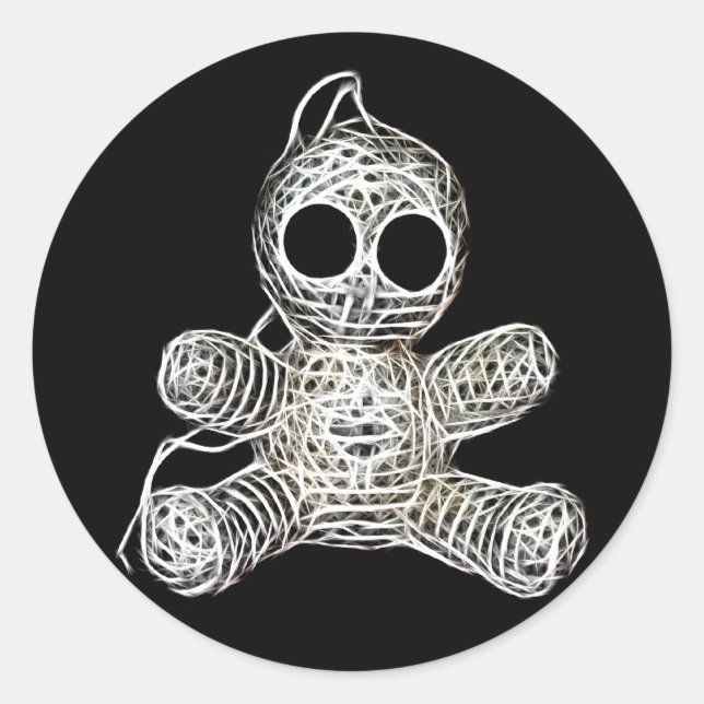 Adesivo Redondo Kawaii White Voodoo Doll Funny Magic Toy (Frente)