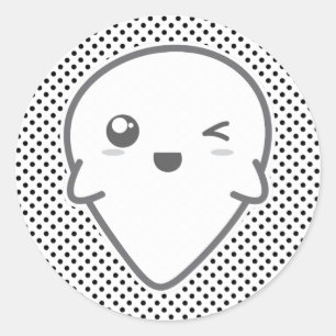 Adesivo Redondo Kawaii Winking Ghost Stickers