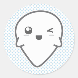 Adesivo Redondo Kawaii Winking Ghost Stickers