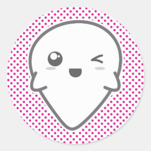 Adesivo Redondo Kawaii Winking Ghost Stickers