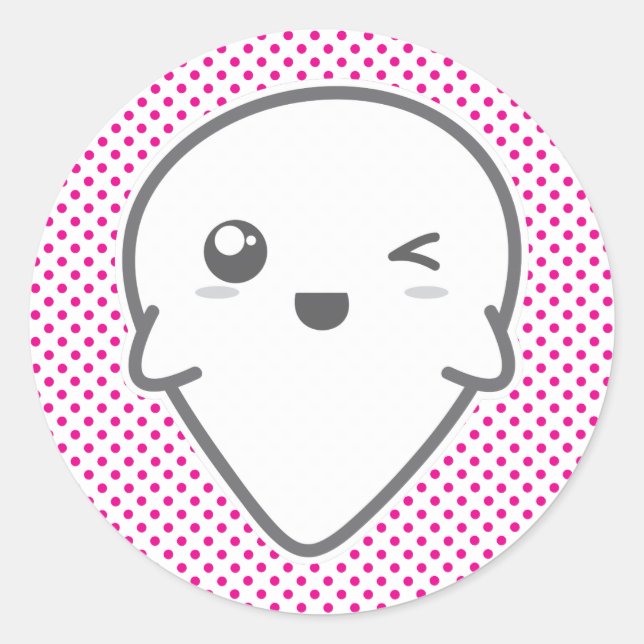 Adesivo Redondo Kawaii Winking Ghost Stickers (Frente)
