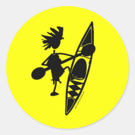 Adesivo Redondo Kayak Canoe Joyful Silhouette