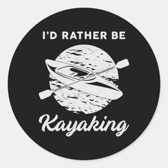 Adesivo Redondo Kayak Kayaking Canoeing Canoagem Paddle Funny Gift (Frente)