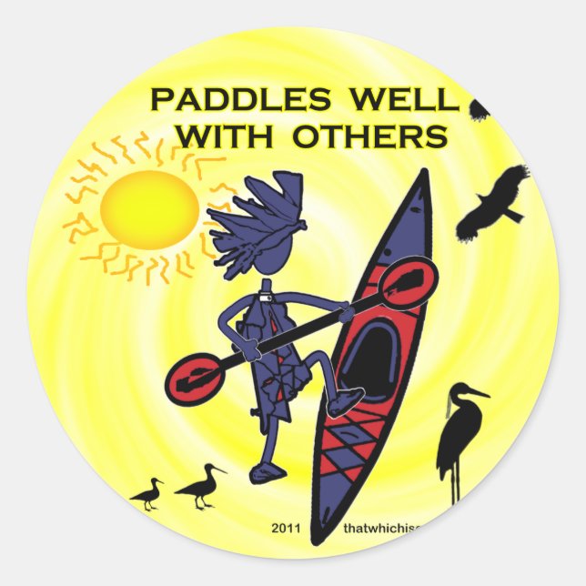 Adesivo Redondo Kayak Paddles Bem Com Outros II (Frente)
