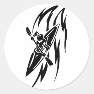 Adesivo Redondo Kayaking Extreme Sport Graphic em preto e branco