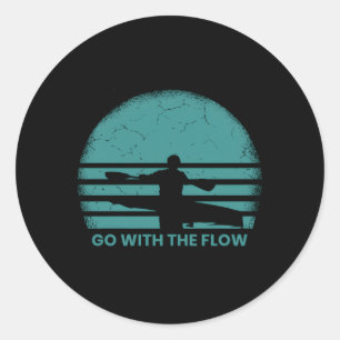 Adesivo Redondo Kayaking River Kayak Kayaker