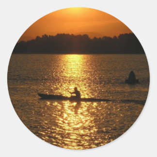 Adesivo Redondo Kayaking Sunset