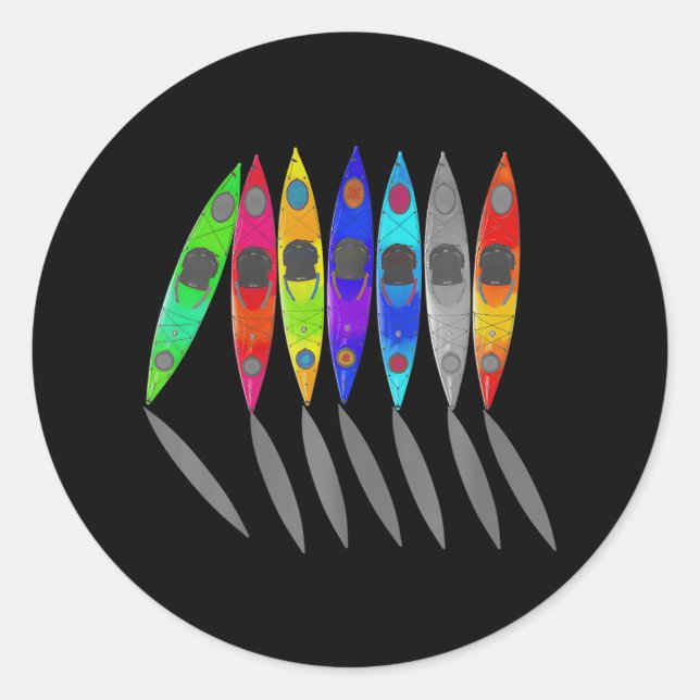 Adesivo Redondo Kayaks Coloridos Para Kayaking Adventure Outdoor (Frente)