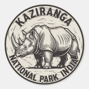 Adesivo Redondo Kaziranga National Park Assam India Viagem