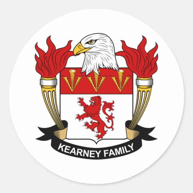 Adesivo Redondo Kearney Family Crest (Frente)