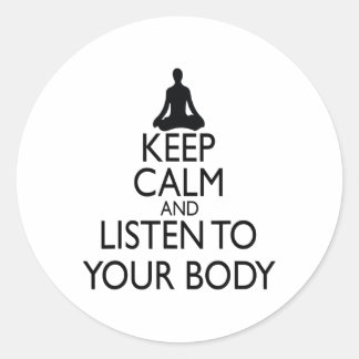 Adesivo Redondo Keep Calm And Listen To Your Body, Yoga Design 
