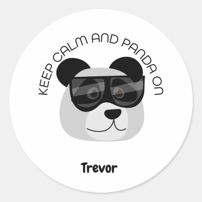 Adesivo Redondo Keep Calm and Panda On (Frente)