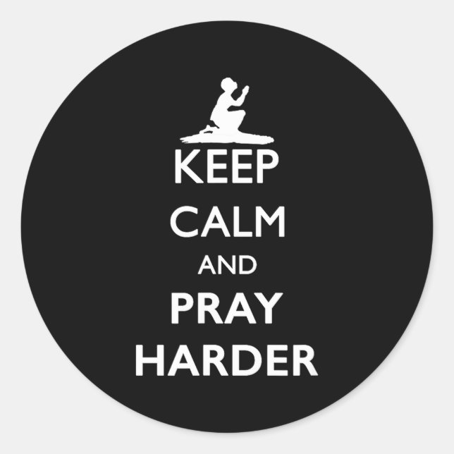 Adesivo Redondo Keep Calm And Pray Harder  (Frente)