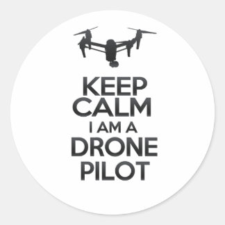 Adesivo Redondo Keep Calm I Am Drone Pilot