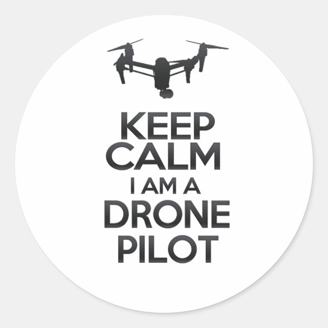 Adesivo Redondo Keep Calm I Am Drone Pilot (Frente)