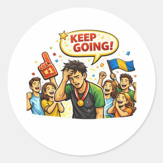 Adesivo Redondo Keep Going Motivational Sticker (Frente)