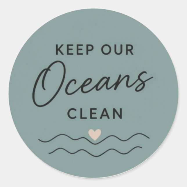 Adesivo Redondo Keep Oceans Clean (Frente)