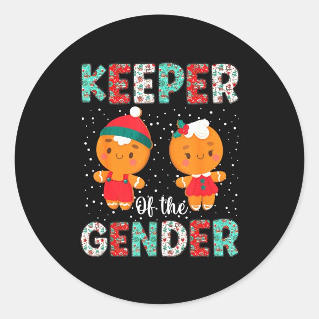 Adesivo Redondo Keeper Of The Gender Funny Christmas Shirt Gingerb (Frente)