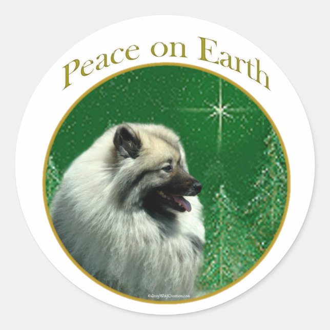 Adesivo Redondo Keeshond Peace (Frente)