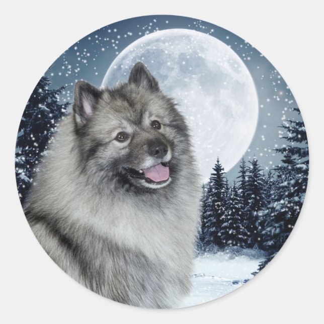 Adesivo Redondo Keeshond Stickers (Frente)