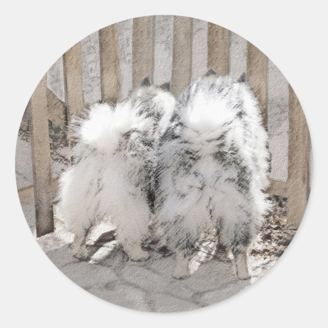 Adesivo Redondo Keeshonds na Pintura de Portão - Arte de Cachorro  (Frente)