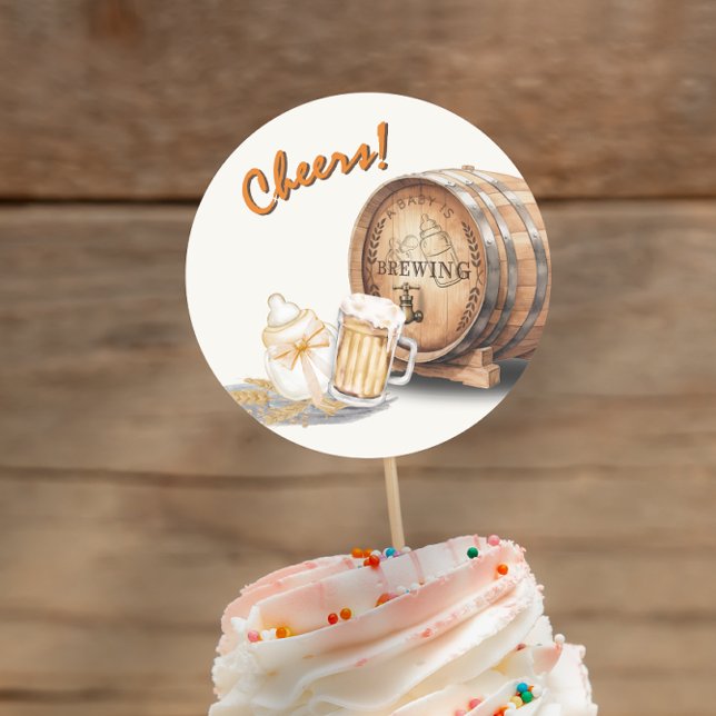 Adesivo Redondo Keg de Fralda de Cerveja Casual Moderna (Modern Casual Beer Diaper Keg Classic Round Sticker)