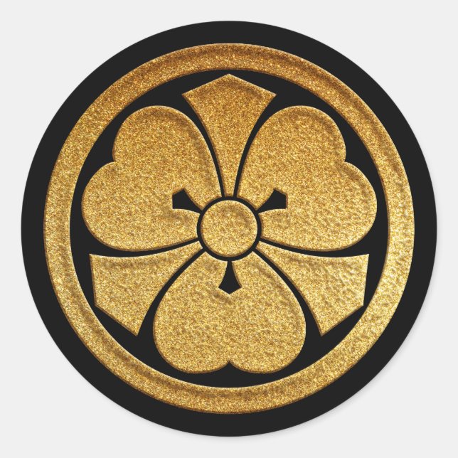 Adesivo Redondo Kenkatabami Kamon em Dourada Seal (Frente)