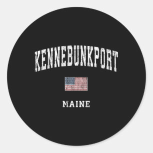 Adesivo Redondo Kennebunkport Maine Me Flag Sports Americano