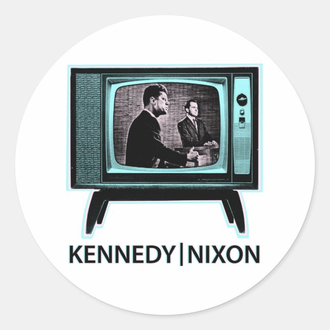 Adesivo Redondo Kennedy Nixon 1960 TV Debate (Frente)