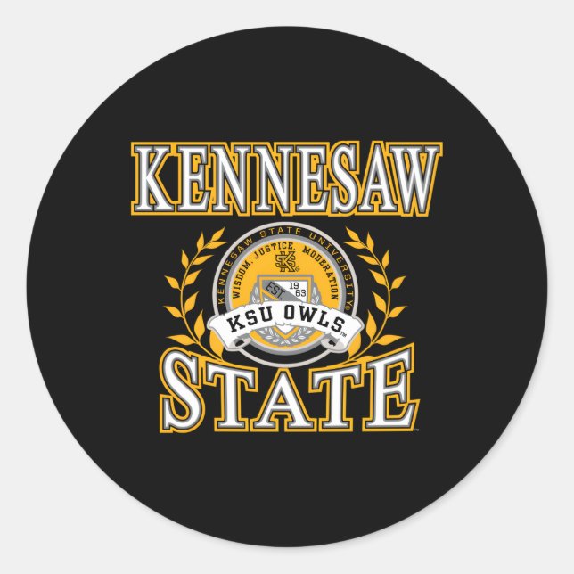 Adesivo Redondo Kennesaw State Owls Laurels (Frente)