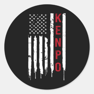 Adesivo Redondo Kenpo Karate American Flag For Women Men