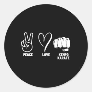 Adesivo Redondo Kenpo Karate Treinador Peace Love American Kenpo