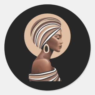 Adesivo Redondo Kente Cloth Head Enrola Étnica Linda África Africa