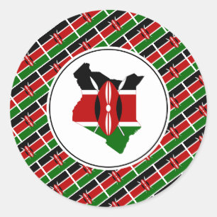 Adesivo Redondo KENYA FLAG Kenyan Map Na moda Patriótico
