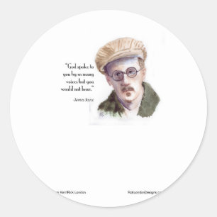 Adesivo Redondo Kerr/London James Joyce & "Deus Falou" Citação